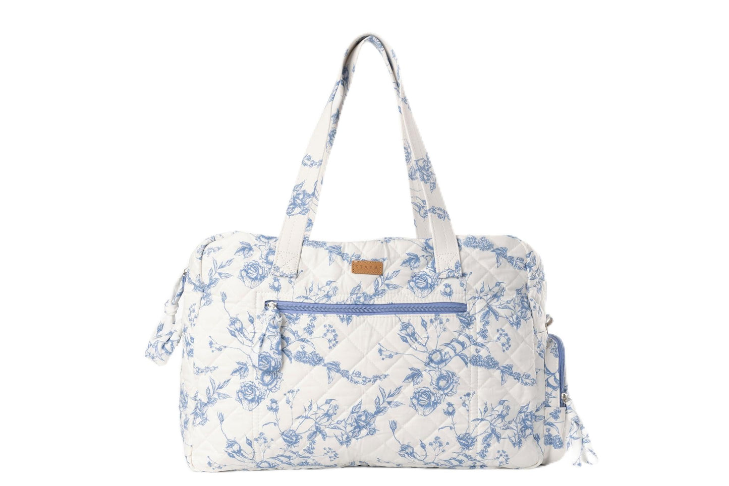 Staya Quilted Weekender for Women – Overnight Bag, Hospital Bag for Labor and Delivery, Soft Cotton Quilted Duffle, Perfect Carry-On Travel (Coastal Grandma)