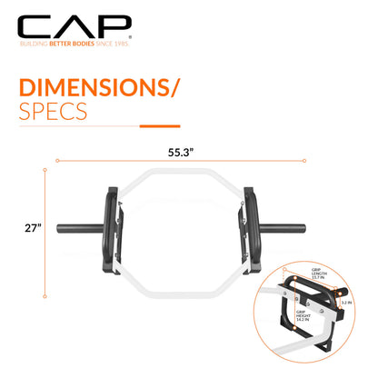 CAP Olympic Trap & Shrug Bar with Elevated Grip, 500-Lb Capacity – White