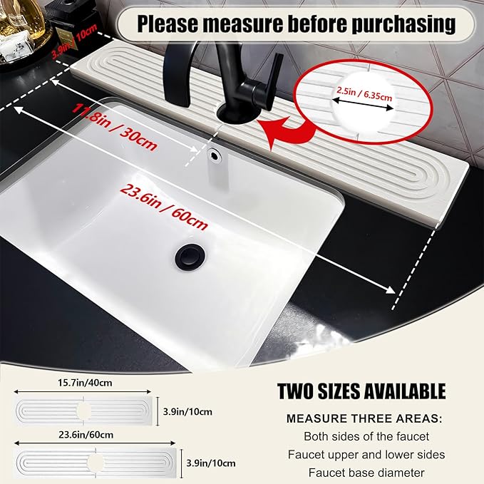 Stone Faucet Mat For Kitchen Sink, 23.6" Diatomite Quick Drying Stone Mat For
