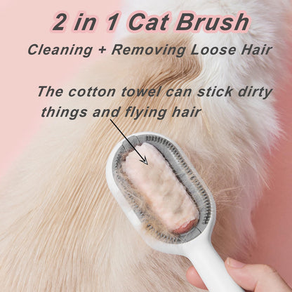 Water Brush for Cats Dogs, 4 in 1 Pet Grooming Bath Brush, 2 in 1 Cleaning Brush Cat, Wet Cat Comb, Pet Hair Removal Comb with Water Tank, Sticky Brush 2.0 (Towels Not Included)