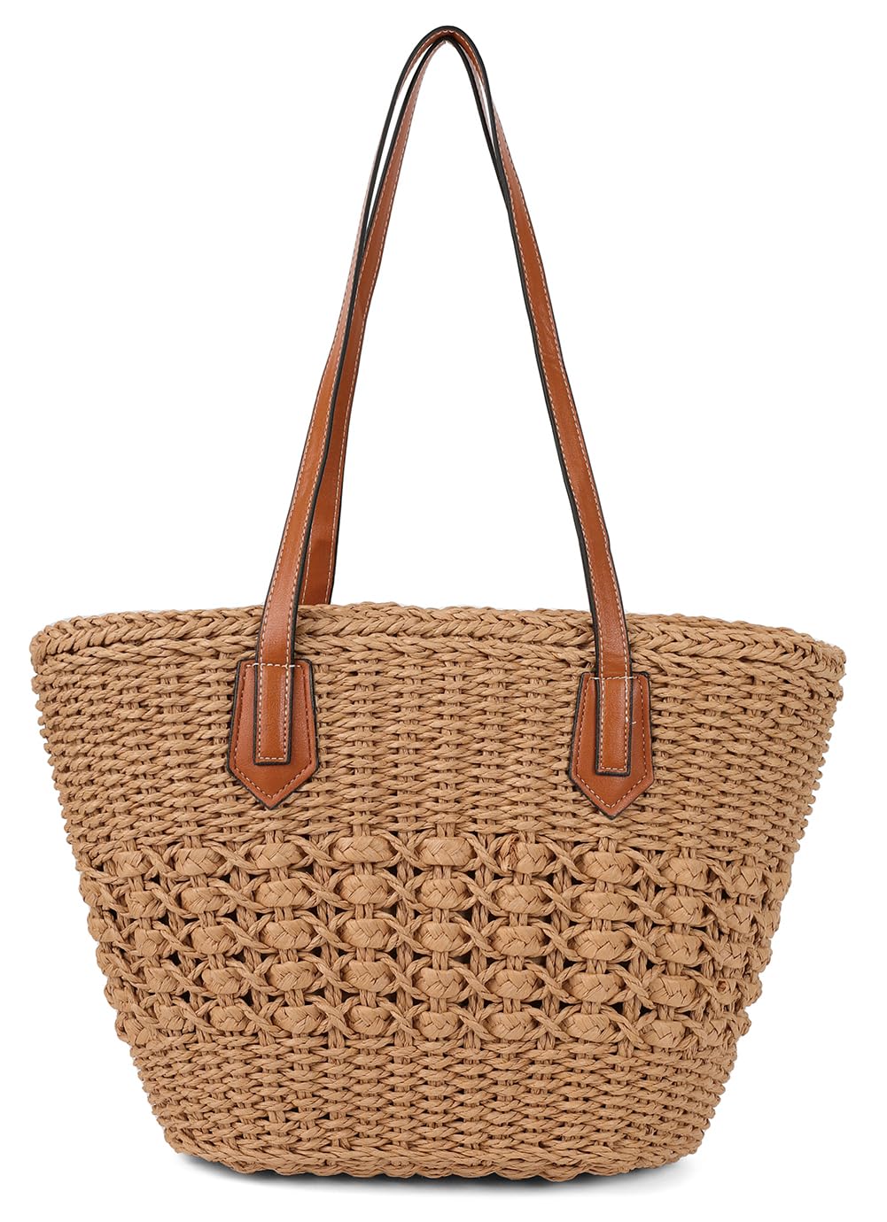 Women's Straw Shoulder Bag Large Rattan Woven Totes Summer Travel Beach Handbag Handmade Top Handle Purse