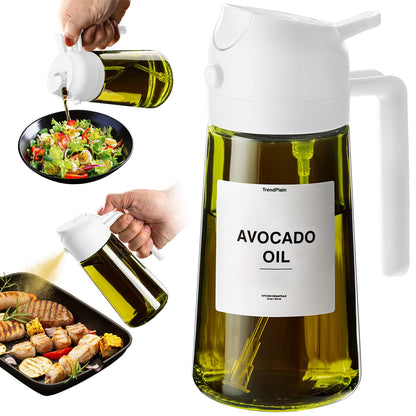 TrendPlain - Original 16oz/470ml Olive Oil Dispenser Bottle for Kitchen Gadgets and Air Fryer Accessories - Olive Oil Sprayer for Cooking w/Stickers - Black&Green