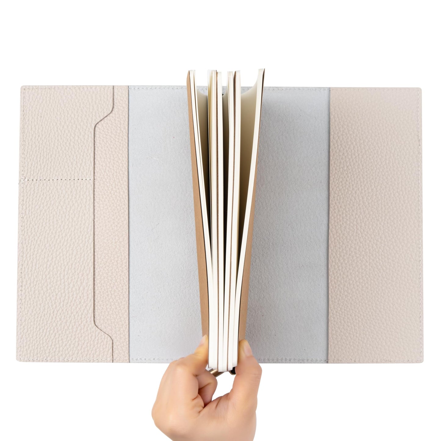 WANDERINGS A5 Travelers Notebook with Pockets – Oat Leather Journal – 6" x 8.5" (15 x 22cm) – Refillable Travel Journal – 120 GSM Blank Inserts