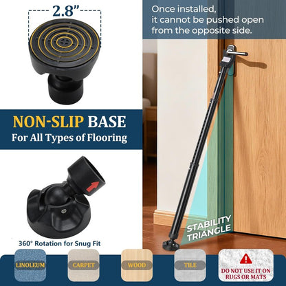 3-in-1 Door Security Bar, Heavy-Duty Metal Rod Sliding Patio Door Security Bar with 2.8" Non-Slip Base, 16"-41.7" Adjustable Door Barricade Security Bars for Doors & Windows,Home,Renters,Apartments