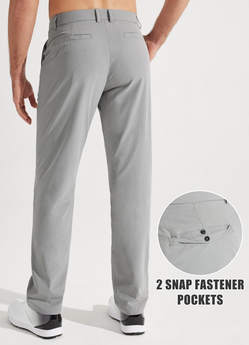 Libin Mens Golf Pants Classic Fit Stretch Work Dress Pants 32" Quick Dry Lightweight Business Casual Trousers Comfort Water Resistant, Light Grey, 32W x 32L