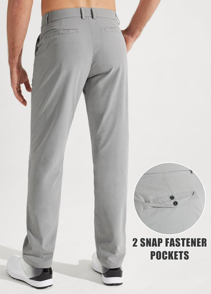Libin Mens Golf Pants Stretch Work Dress Pants 30" Quick Dry Lightweight Business Casual Pant for Men Comfy Water Resistant, Light Grey, 35W x 30L