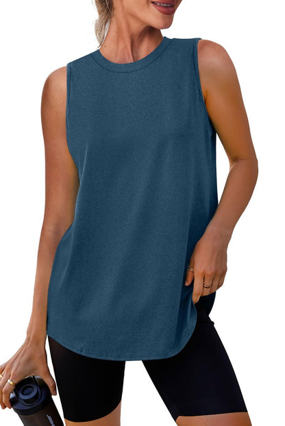 XIEERDUO Women's Workout Tank Tops Racerback Athletic Running Muscle Tank Gym Tennis Shirts Exercise Fitness XXL Dark Blue