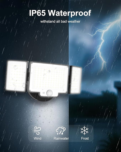 LED Security Lights Motion Sensor,188 LEDs 4200LM Dusk to Dawn Hardwired Flood Lights Outdoor with 3 Modes Remote Control,IP65 Waterproof Motion Sensor Lights, for Garage,Yard,Porch 1 Pack