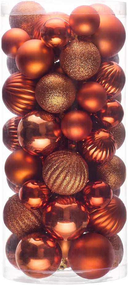 Christmas Tree Decorations Ornament Set for Fall Halloween, 50ct Orange Shatterproof Christmas Ball Ornaments Hanging Xmas Holiday Party Decor(1.57"-2.36")