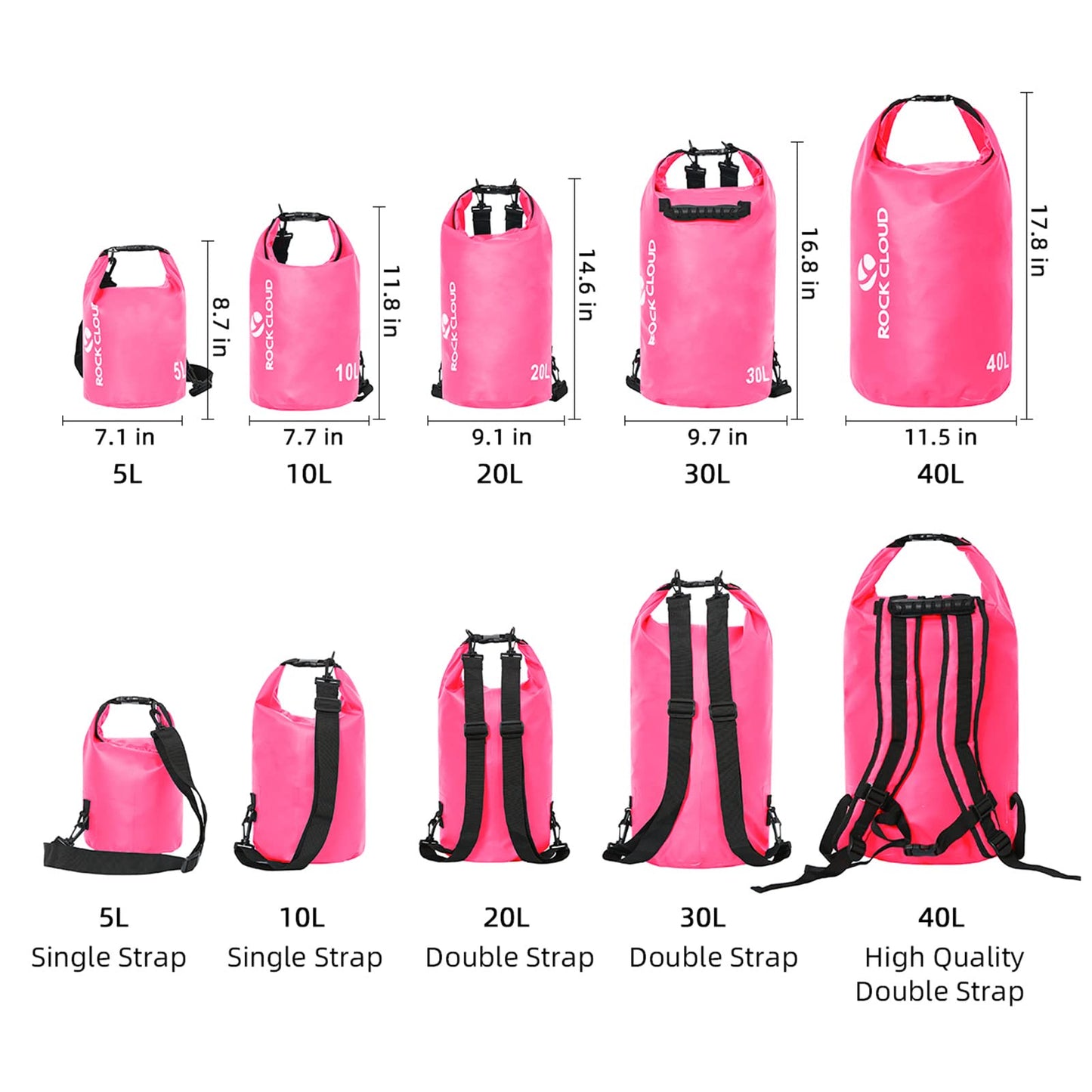 ROCK CLOUD Dry Bag Waterproof 30L Dry Sack for Kayaking Rafting Boating Beach Surfing Swimming Canoe Camping Hiking Fishing Ski