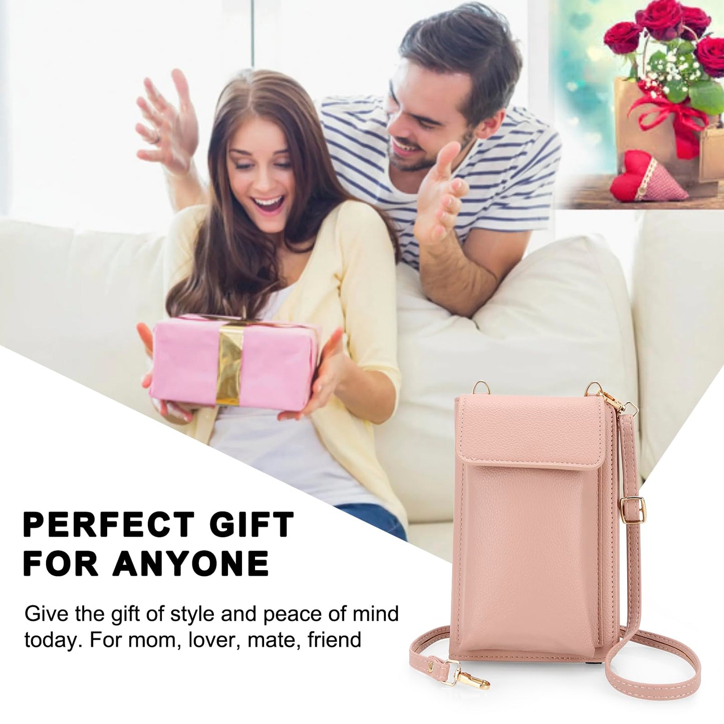 DOB SECHS Leather Passport Wallet Crossbody Phone Bag, RFID Blocking Passport Holder Credit Cards Case for Women, Travel Accessories Organizer Neck Wallet Pouch Bag with Adjustable Strap, Pink