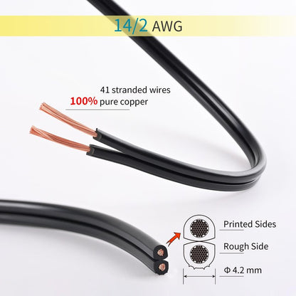 Lucky TL 14/2 Low Voltage Landscape Wire 200 Feet, 14 Gauge 2 Conductor, Outdoor Waterproof, Direct Buried Landscape Lighting Wire, Pure Copper Making (200FT)