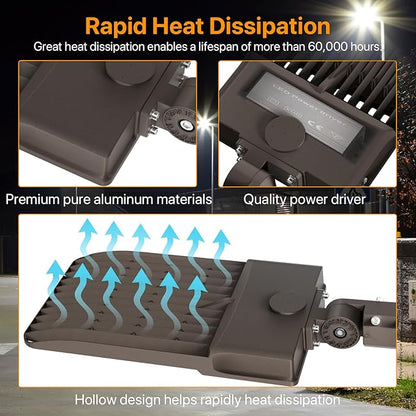 400W LED Parking Lot Light, 60000LM LED Shoebox Light with 5000K Daylight IP65 100-277V, 150LM/W Dusk to Dawn LED Outdoor Light for Stadium, Roadway