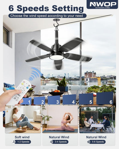 Remote Control for NWOP Ceiling Fans, ONLY Compatible with Our Store's Ceiling Fans, 6 Wind Speeds, Timer, Light & Temperature Control