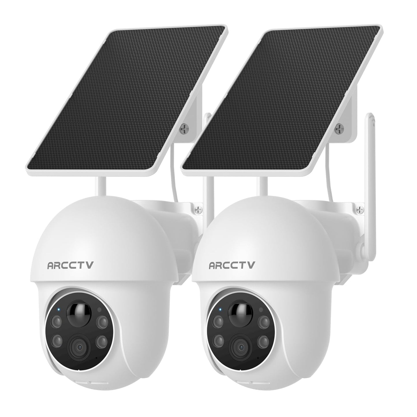Solar Security Cameras Wireless Outdoor, 4MP 360° View Battery Powered Outdoor Camera, Night Vision with Spotlight, 2-Way Audio, PIR Motion Sensor, 2.4G/5G Dual Band WiFi (2 Pack)