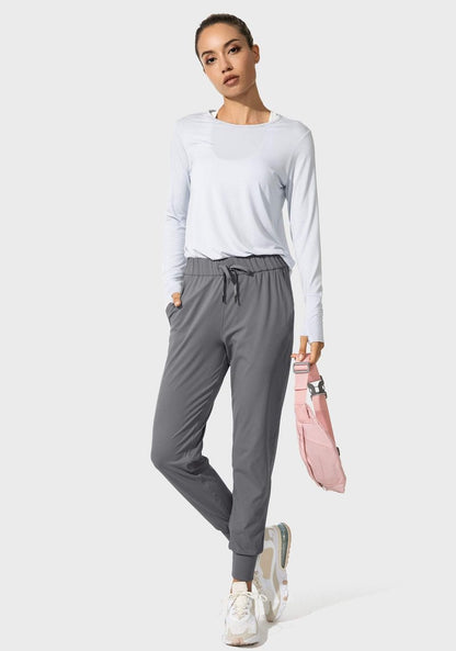 SANTINY Women's Joggers Pants Pockets Drawstring Running Sweatpants for Women Lounge Workout Jogging(Dark Grey_S)