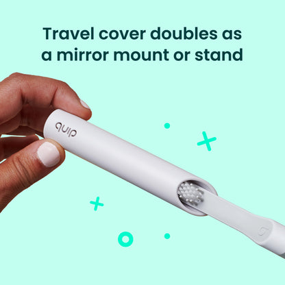 Quip Metal Sonic Electric Toothbrush for Adults - Time Travel & Soft Bristles with Travel Case & Replacement Brush Head - 3 Month Battery Life - Indigo