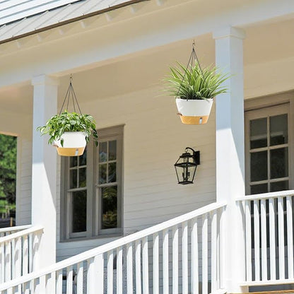 ZMTECH 12 Inch Hanging Planters for Indoor Plants, 3 Pack Self Watering Hanging Planter with Visual Reservoir, Hanging Pots for Plants Outdoor with Drainage Hole and Plant Hanger(3 Pack, White)