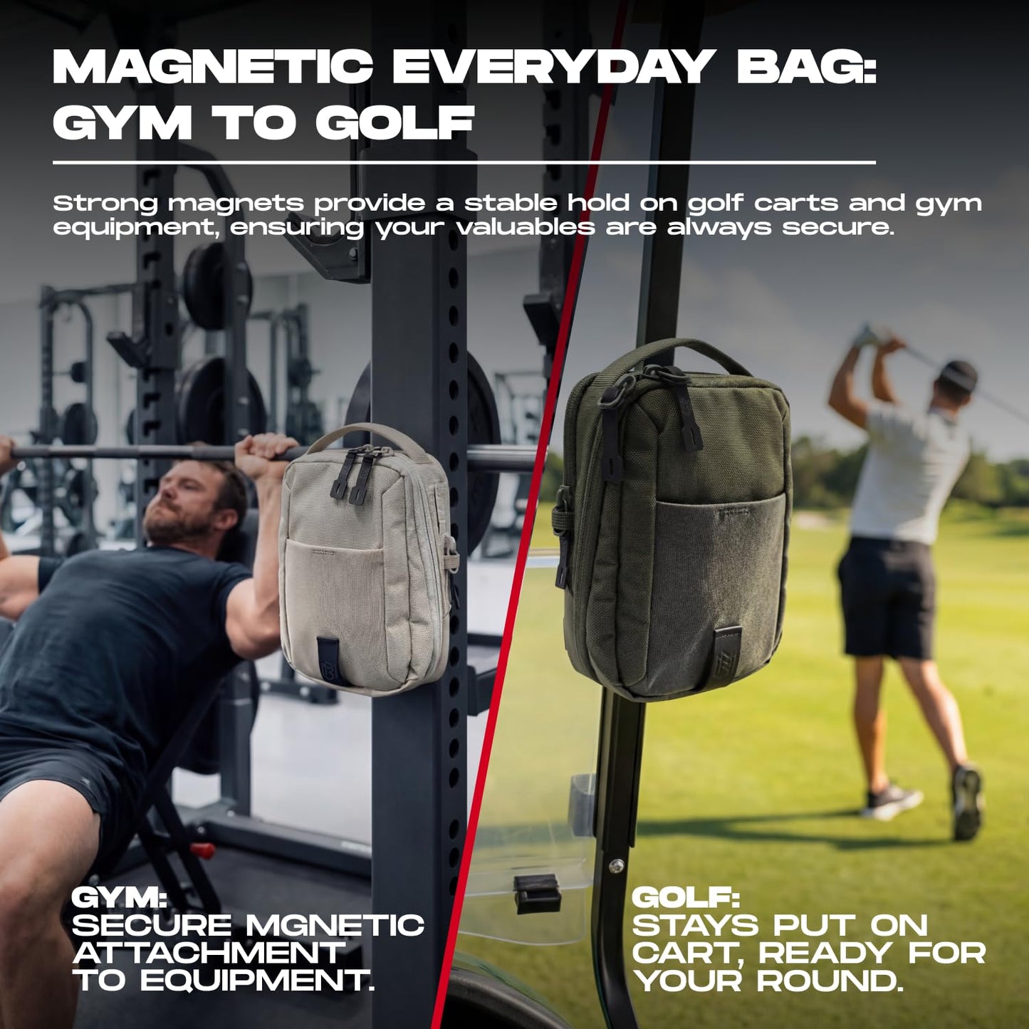 Magnetic Bag Company - Green Crossbody Bag Sling Chest Bag for Men and Women | Magnetic Gym Bags For Travel, Work, and Sports