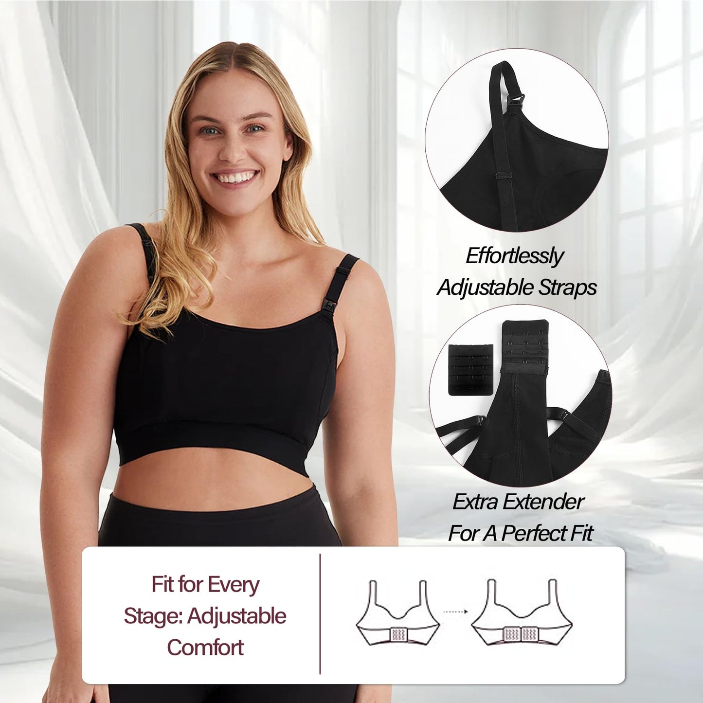 viiotu Nursing Bra for Breastfeeding, Adjustable Wireless Maternity Bra with Extra Extenders, Hands Free Pumping Bra Spectra for Breast Pumps