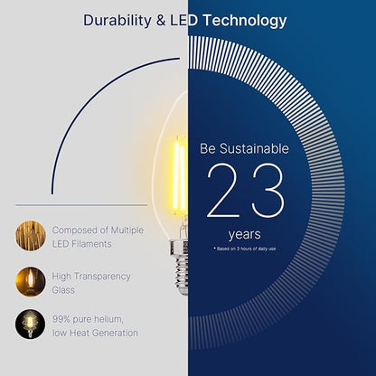 FLSNT 60W Equivalent LED Chandelier Light Bulbs, Dimmable LED B11 E12 Candelabra Base Bulbs, 3500K Natural White, 550LM, 12 Pack UL,CA65 Listed.