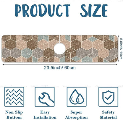Geometry Blocks Sink Faucet Absorbing Mat Glitter Geometry Super Absorbent Fast