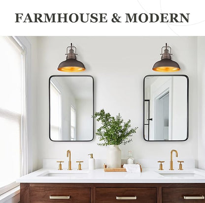 zeyu Gooseneck Wall Lights 2 Pack, 11 Inch Farmhouse Barn Light Fixtures Indoor and Outdoor, Metal Dome Shade in Oil Rubbed Bronze Finish, 016-1B-2PK ORB