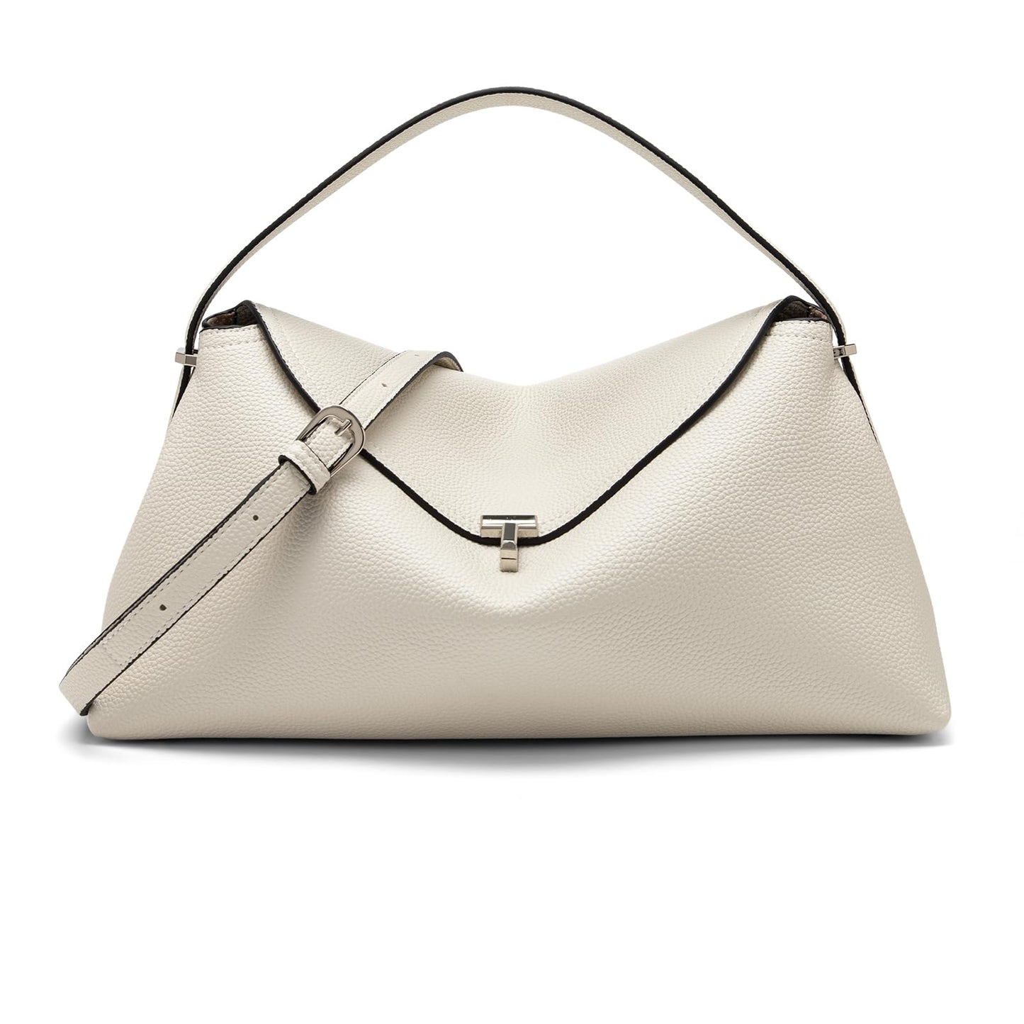 NGGU White Leather Crossbody Bag for Women, Multiple Compartments for Everyday & Travel