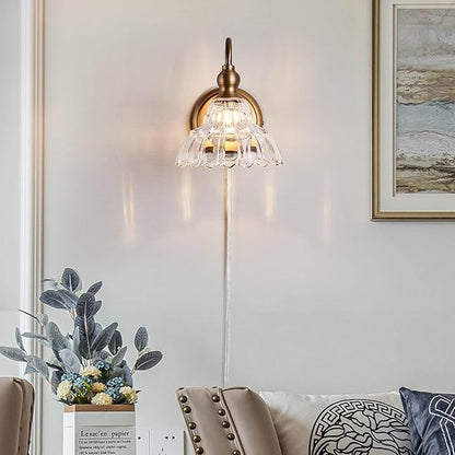 Modern Plug in Wall Sconces Brass Vintage Wall Light Fixtures Antique Vanity Lights for Fireplace Bathroom Bedroom Coffee Room