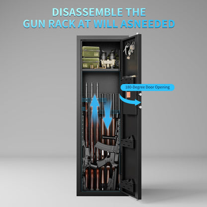 KAER Gun Safe, 16 Gun Safe for Rifles and Pistols, Large Capacity Biometric Rifle Safe, Gun Cabinet, Gun Locker for Home with Removable Shelf, Secure Storage for Shotguns & Firearms with Optics