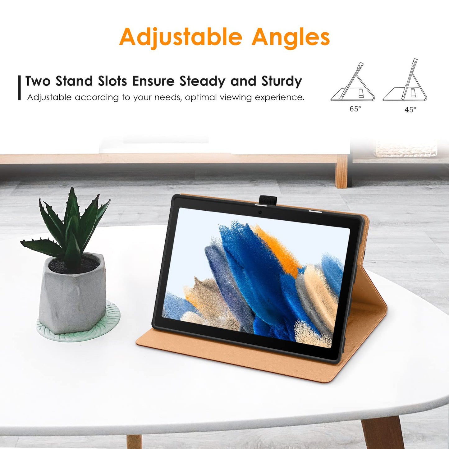 DTTO for Samsung Galaxy Tab A8 10.5 Inch Case 2022, Premium Leather Business Folio Stand Cover with Built-in Hand Strap for Galaxy Tab A8 10.5" 2022 Model [SM-X200/X205/X207], Brown