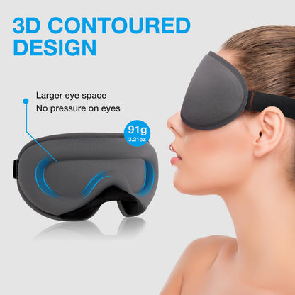 LYSIAN Sleep Eye Mask Men Women-3D Concave Comfortable Cooling Mask Blindfold for Adult Night Sleep Eyes Cover with Foam Ear Plugs for Sleeping, Yoga, Nap, Travel, Black