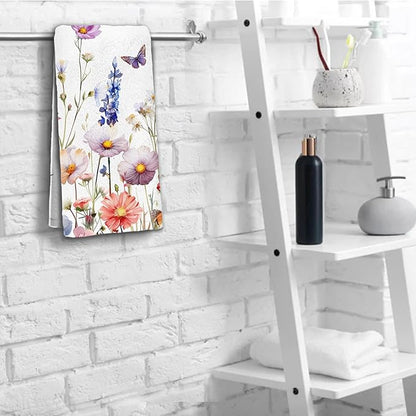 Watercolor Wildflower Floral Hand Towels