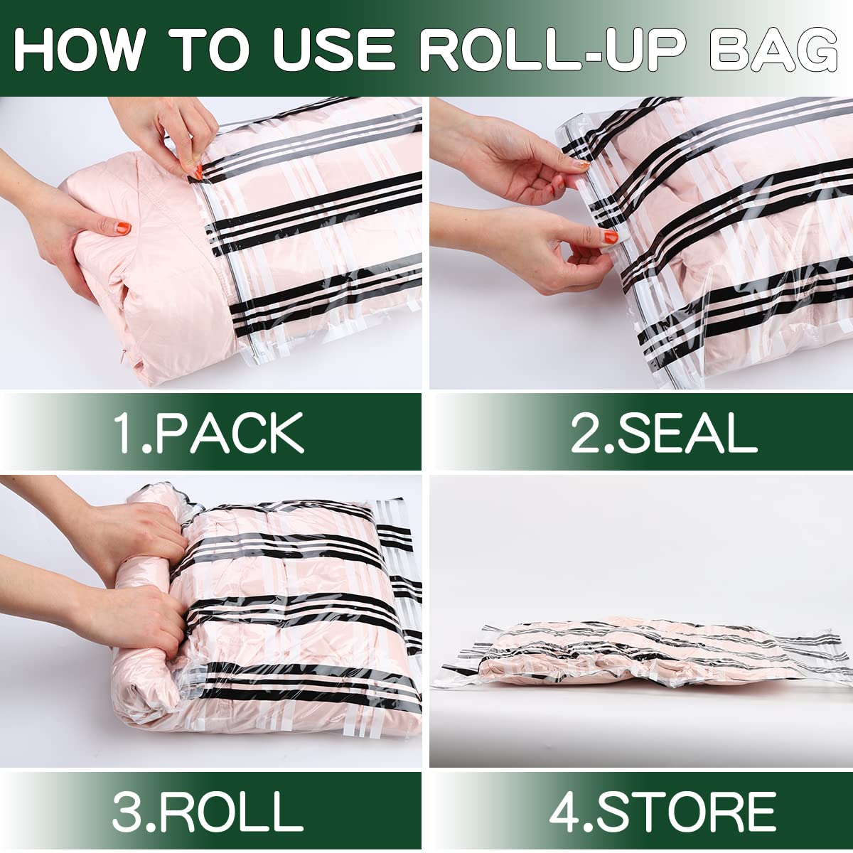 20 Pack Vacuum Storage Bags, Space Saver Bags Compression Storage Bags for Comforters and Blankets, Vacuum Sealer Bags for Clothes Storage (20C)
