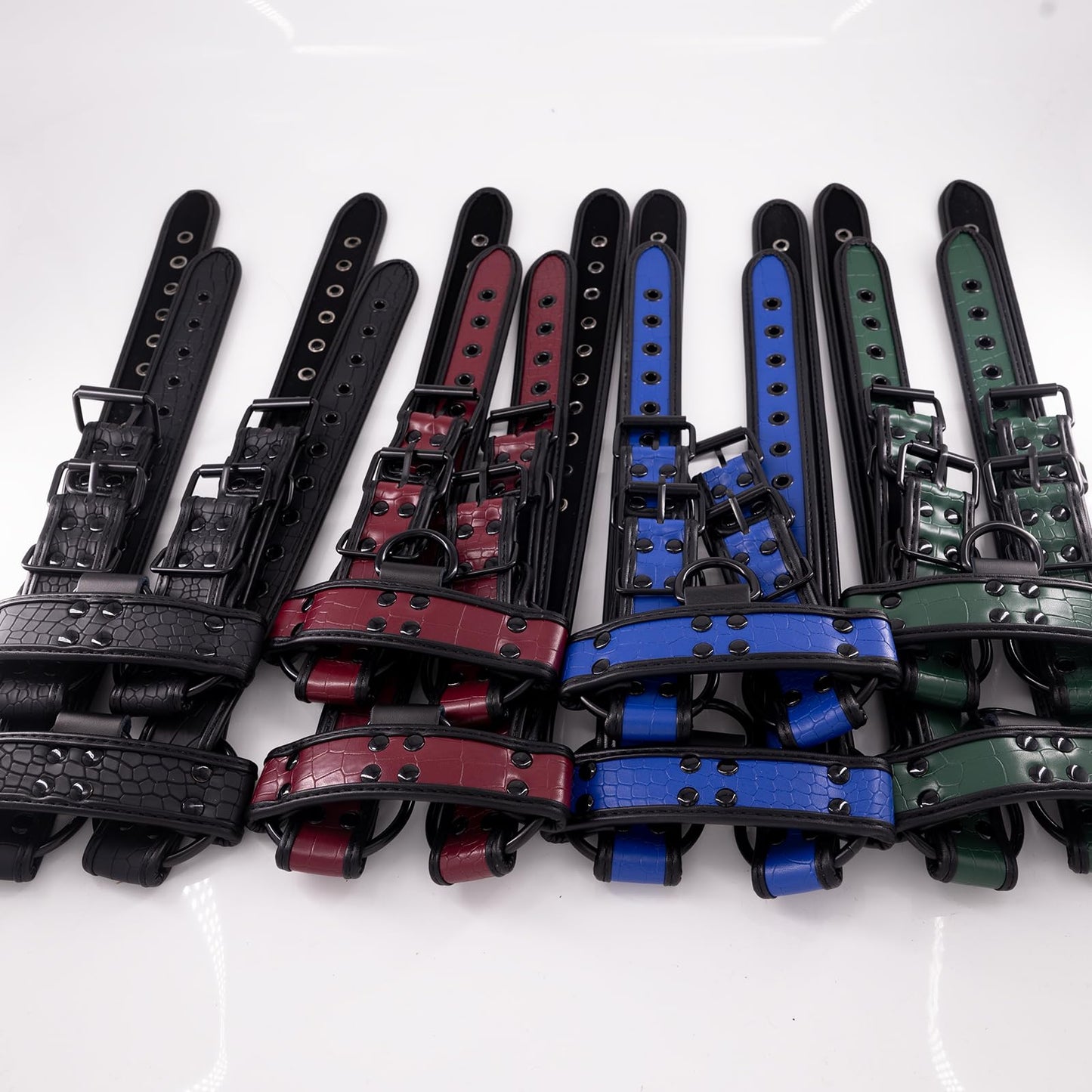 ZZRBVFH Men's PU Leather Body Harness with Crocodile Texture - Adjustable Fitness Vest for Gym, Motorcycle - Black/Red/Green/Blue (Blue)