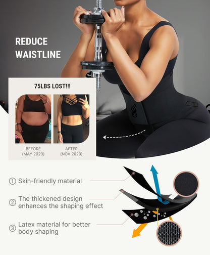 FeelinGirl Women Corset Workout Waist Trainer Belt Tummy Control Waist Cincher Sport Waist Trimmer Black XL