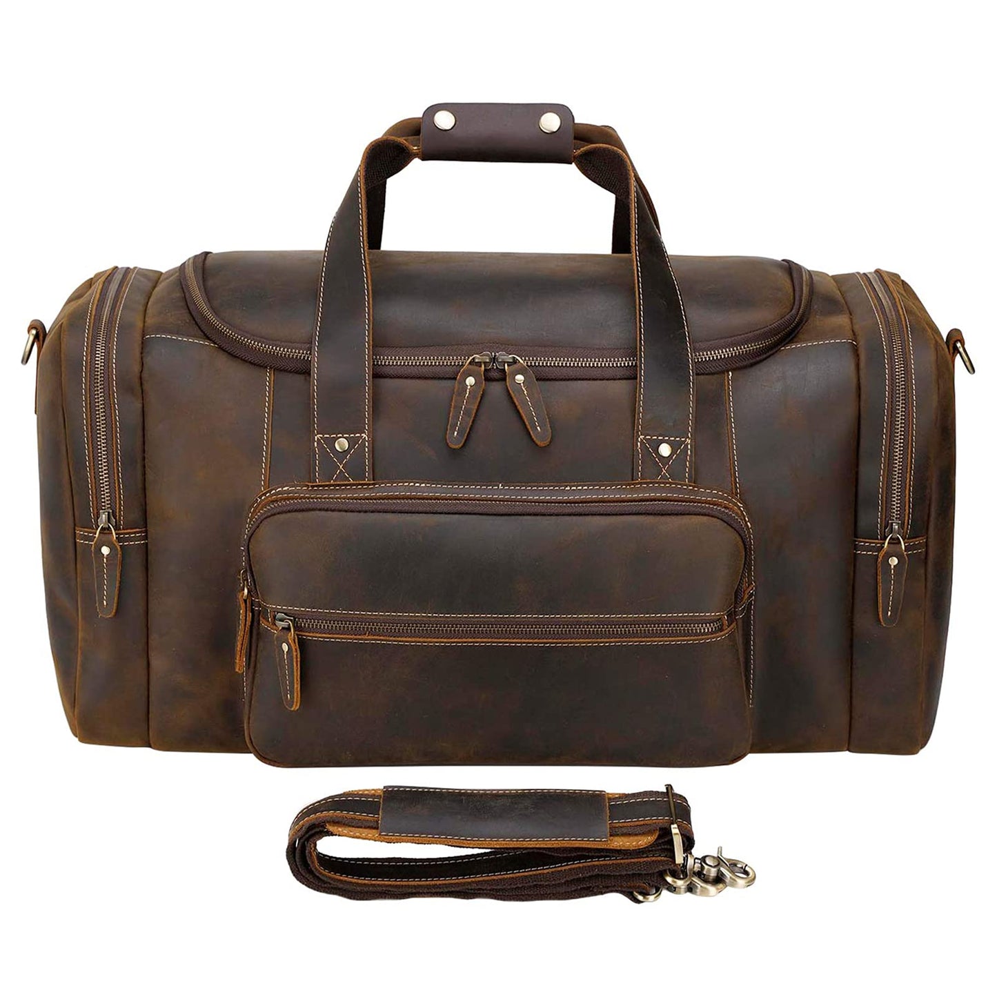 Polare 23" Full Grain Cowhide Leather Gym Duffle Weekender Overnight Travel Duffel Bag For Men 42L