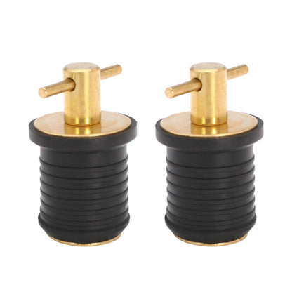 Ciweisah T-Handle Boat Plug Brass/Stainless Steel Boat Drain Plug Snap Handle Plug Rubber Drain Plug for Boat Marine (Brass-1inch)