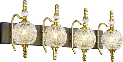 Modern Crystal Bathroom Vanity Lights Fixtures Over Mirror Black Gold Vintage 4-Lights 28 Inch Bathroom Light Fixtures Glass Crystal Vanity Lights