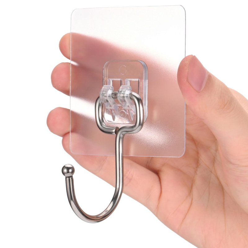 SZNKB Large Adhesive Hooks, 12-Pack Sticky Hangers for Hanging Heavy Duty, Transparent Waterproof Oil-Proof and Rustproof, Towel and Coats Hooks for Bathroom,Kitchen Home and Office