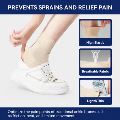 JOMVD Elastic Ankle Brace for Women&Men - Thin Lightweight Silky Compression Sleeves with Wraps for Plantar Fasciitis Sprained Ankle Injury Relief, Sports, X-Large