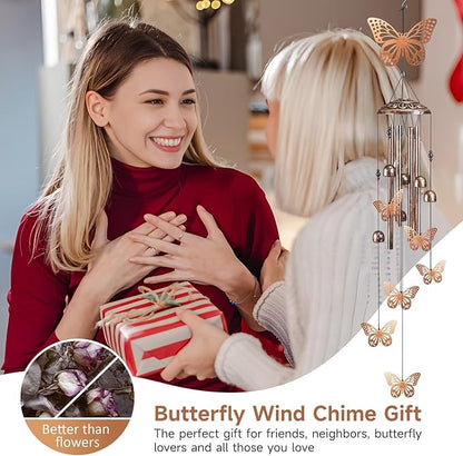 Butterfly Wind Chimes for Outside,41" Metal Windchimes, Housewarming/Halloween/Festival/Memorial Gifts for Women/Men, Butterfly Decorations for Outside, Patio, Garden or Yard