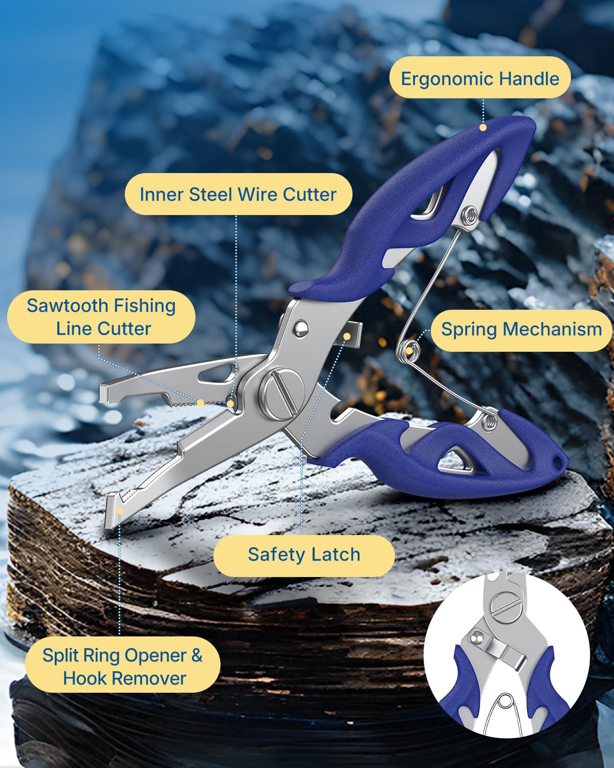 Pawfly 250 Pcs Split Rings and Split Ring Pliers for Fishing, 5 Sizes Fishing Split Rings & Fishing Pliers Kit, Stainless Steel Split Rings for Saltwater & Freshwater, Fishing Lure Connectors