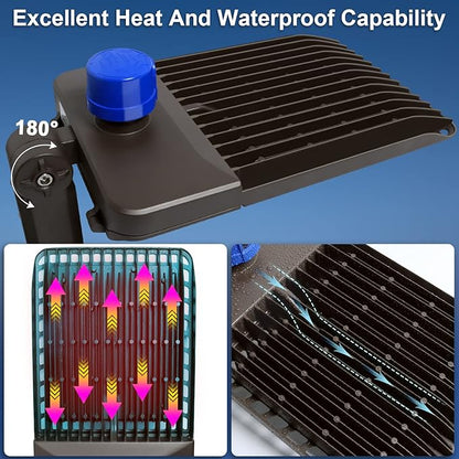 45000LM LED Parking Lot Light 300W 150LM/W led Shoebox Dusk to Dawn Outdoor Flood Lights for Street IP65 Waterproof 5500K 100-277V Commercial Exterior Fixture for Stadium,Yard,Park