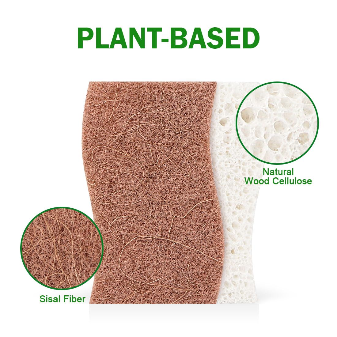 AIDEA Sponges Non Scratch, 12Count, Natural Sponge for Non Stick Cookware, Sponges Kitchen, Cellulose Scrub Sponge for Dishes, Cleaning Power for Kitchen, Bathroom, Household