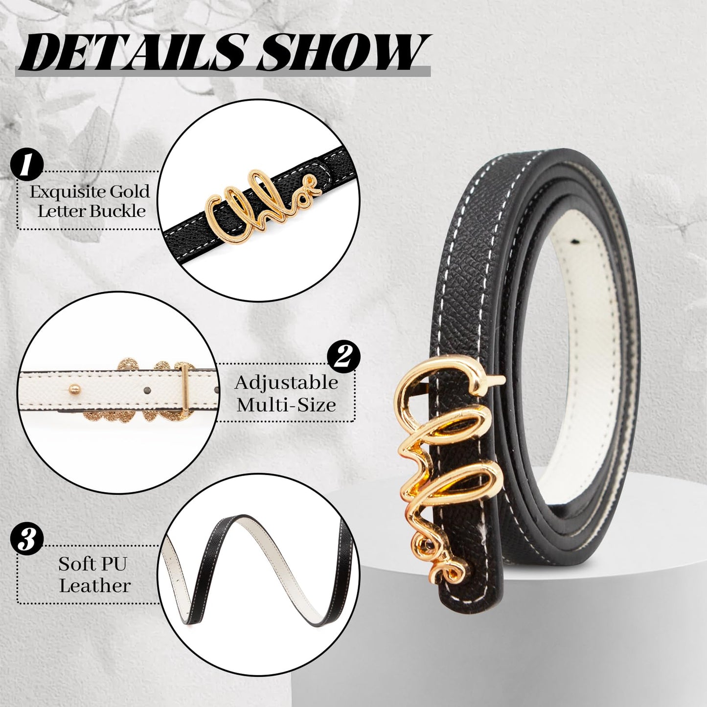 LJCZKA Faux Hide Waist Strap Double Sided for Ladies, Adjustable Hip Band with Golden Clasp for Daily Outfit Casual Wear (BlackGold)