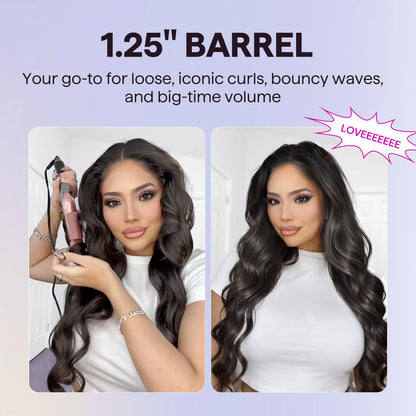 Wavytalk 5 in 1 Curling Iron,Curling Iron Set with Heated Round Brush and 4 Interchangeable Ceramic Curling Wand(0.5”-1.25"), Instant Heat Up,Dual Voltage Hair Curler