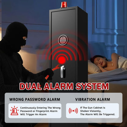 Marcree Gun Safe for Rifles, 3-5 Quick Access Digital Rifle Gun Safe with Dual Alarm System, Gun Cabinet with Mute Function, Shotgun Safe for Home Office, LED Light, Assembly Required