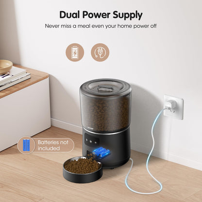 UPOTGP Automatic Cat Feeder, Cat Food Dispenser 4L, 2.4G WiFi Cat Feeder Automatic 1-10 Meals, 1-9 Portions/Meal Timed Cat Feeder, Automatic Pet Feeder for Cats Dog with Stainless Steel Feeding Bowl