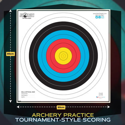 NiceTargets 80CM School Spot Archery Target, Shooting Targets for Bow Archery, Plastic All Weather Target for Indoor Outdoor Practice, School Practice, Targets for Shooting Range (80cm, Pack of 1)